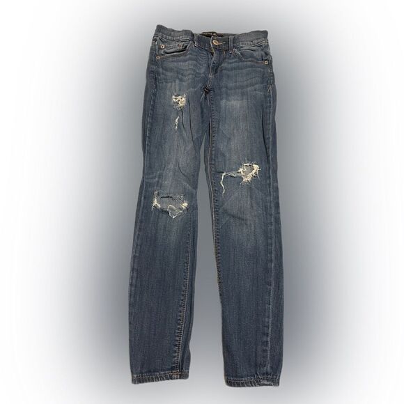 Express Denim - Express Mid Rise Cropped Destructed Denim